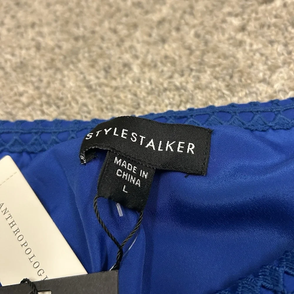 Anthropologie StyleStalker Riviera Skirt‎ Women's Large Blue A-Line Textured New